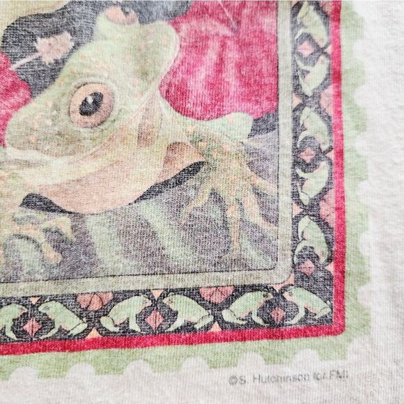 Vintage '90s Tree Frog Graphic Nature Conservation Animal Kingdom Tee T-Shirt XL - Picture 5 of 13